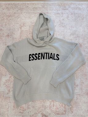 Fear of God ESSENTIALS Light Gray Crewneck Hoodie Sweater unisex oversized